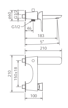 disegno tecnico rubinetto vasca la torre laghi